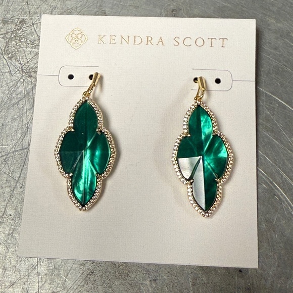 Kendra Scott Abbie Pave Frame Drop Earrings - Picture 1 of 3